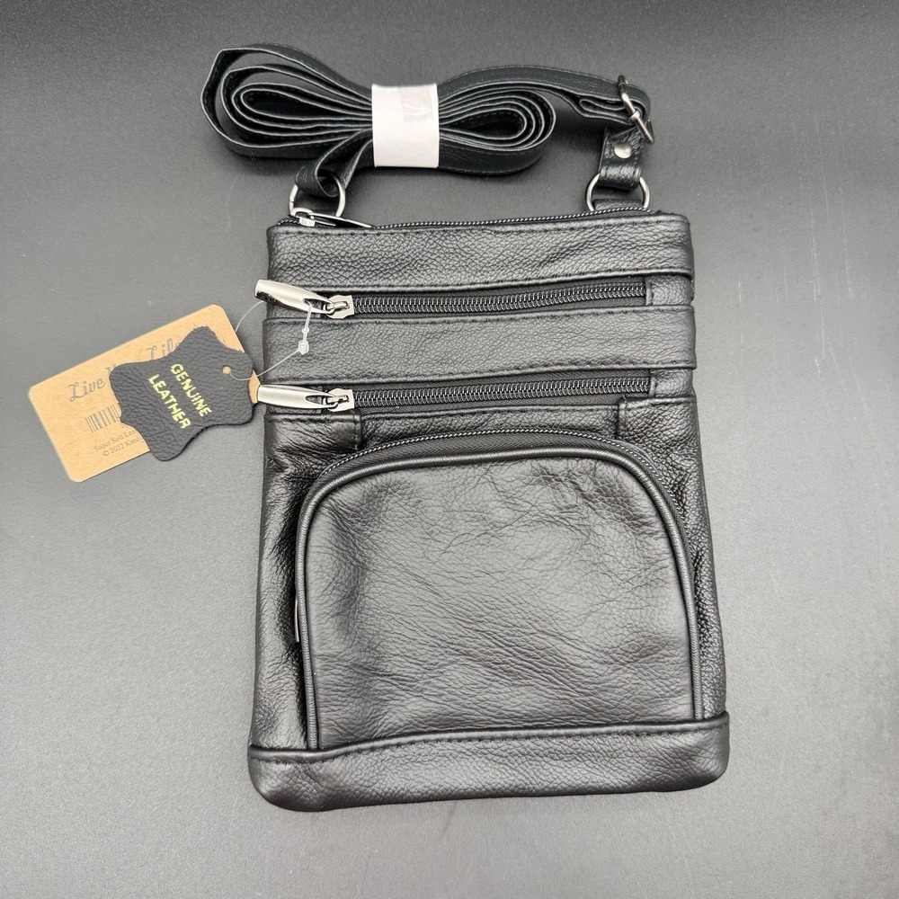 NWT Shoulder Bag 6 PKT Retro Small Soft Leather Crossbody Bag Grunge Unisex